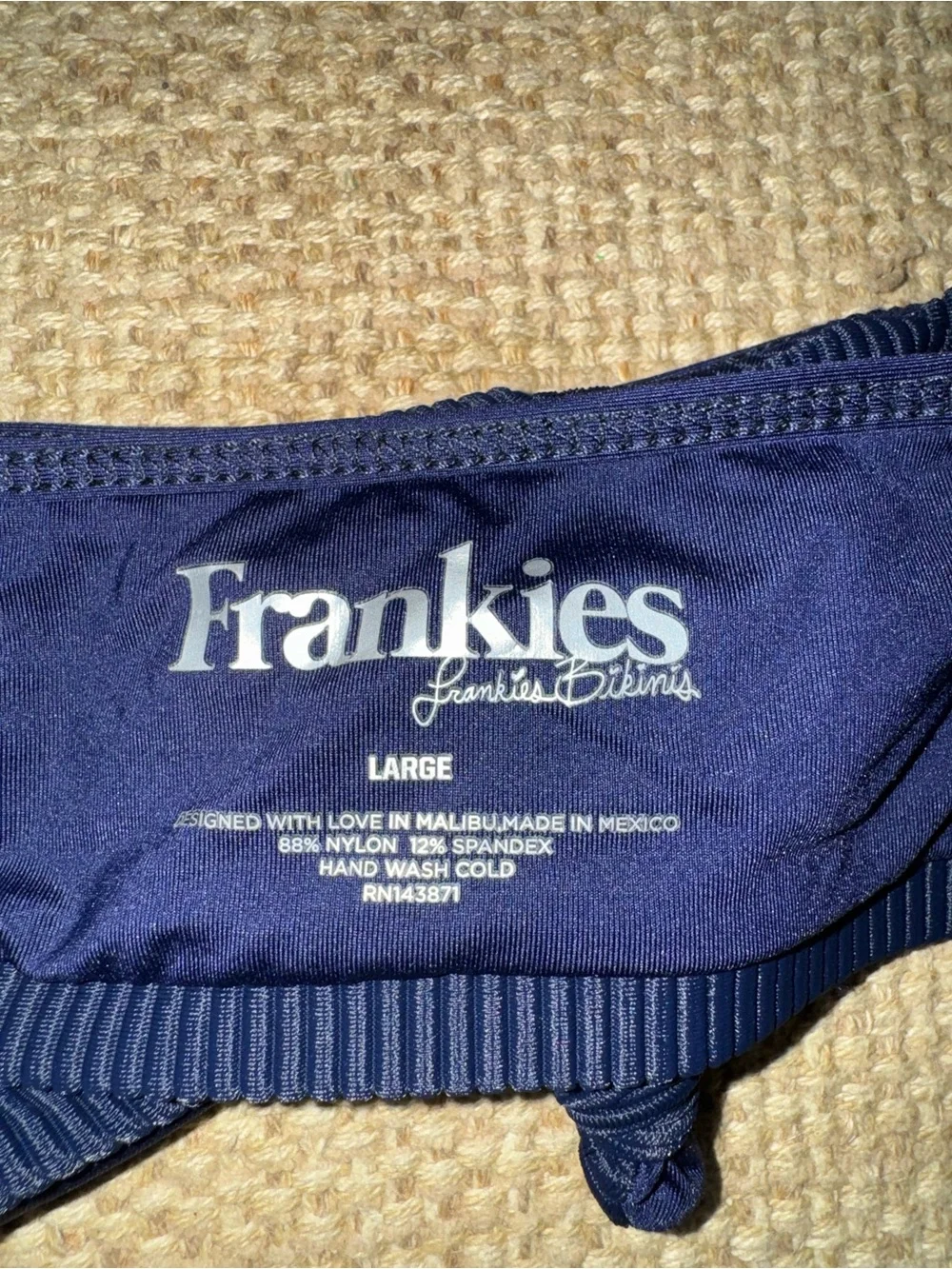 Frankie’s Bikinis Swimwear Navy Blue Greer Set, Top: L, Bottoms:‎ S